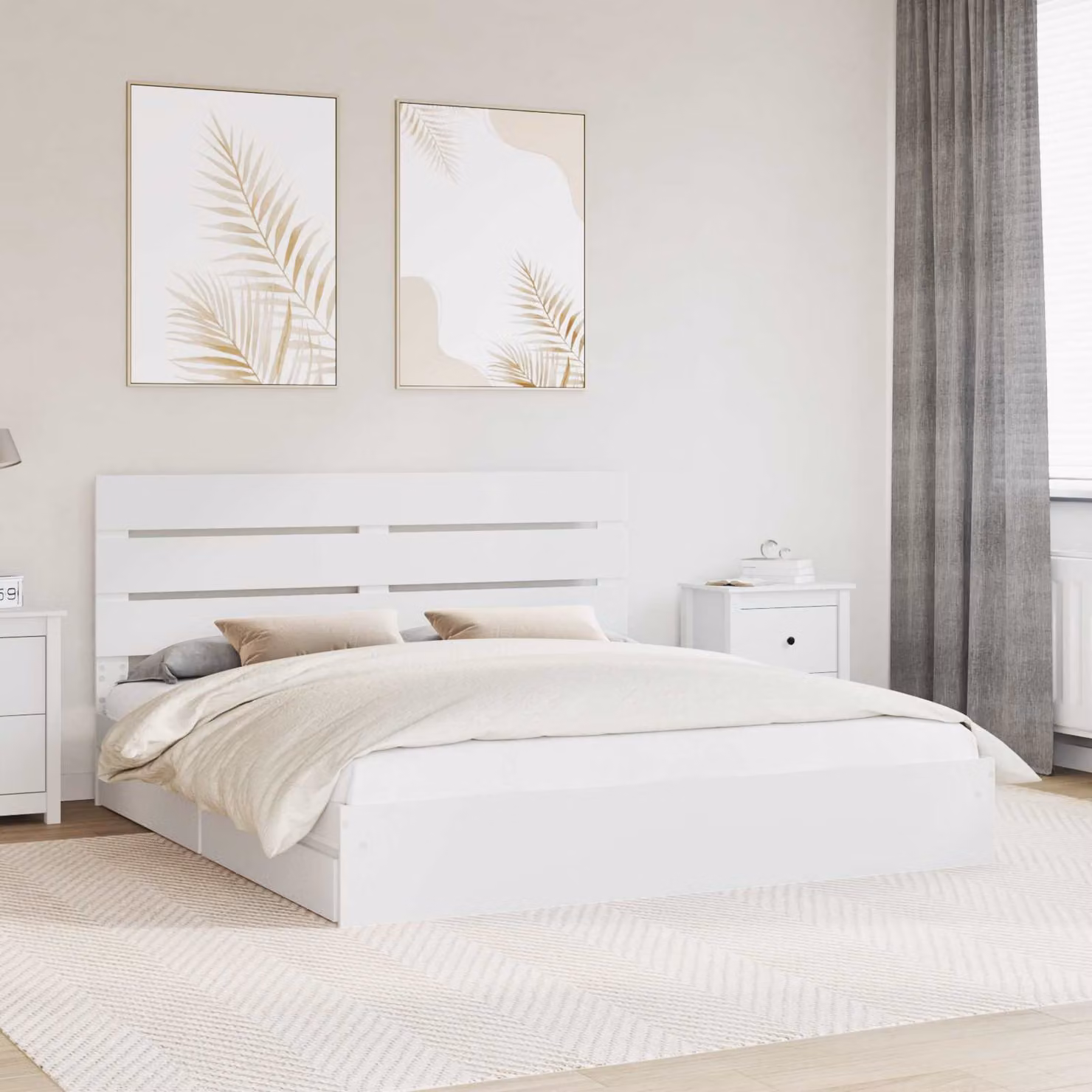 Letto con contenitore vidaXL in legno ingegnerizzato bianco 180 x 200 cm