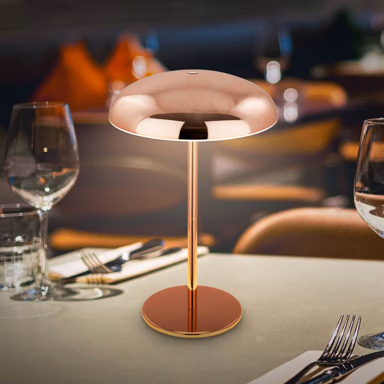 Briloner Lampada LED da tavolo ricaricabile Brilo unplugged Caxa, color rame dimmerabile, Rame, Metallo