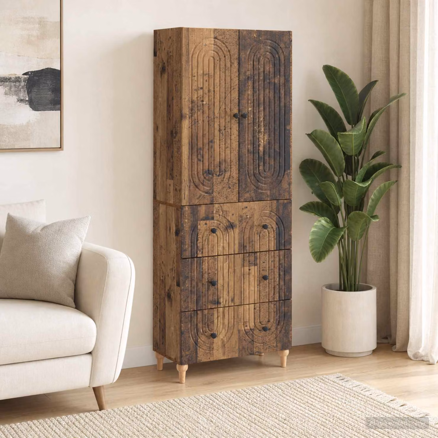 Set di 2 armadi a muro vidaXL in legno e MDF marrone con ante a battente e cassetti interni per soggiorno o ufficio L/P/H: 90 x 34,5 x 66 cm