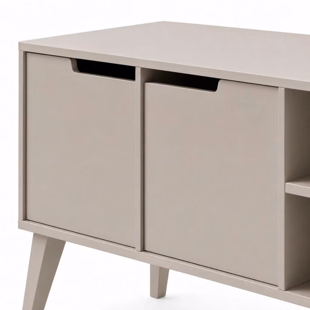 Mobile TV Moderno Arreditaly in Stile Scandinavo con 2 Ante e 2 Vani A Giorno, Colore Beige Cashmere, L 160 x P 40 x H 55 cm – 2
