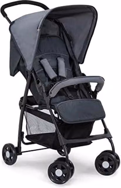 Buggy da viaggio pieghevole con ruote piroettanti e sospensioni, colore grigio