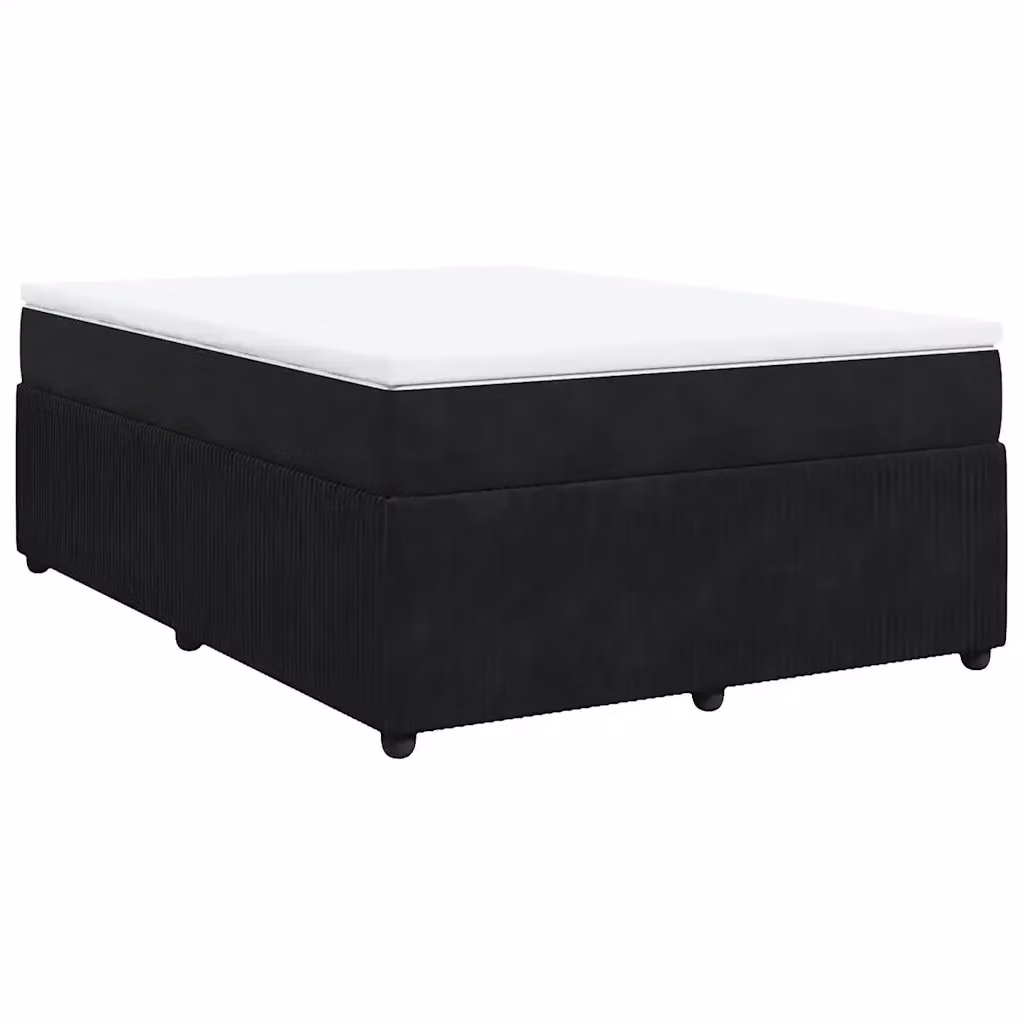 Letto con Giroletto a Molle e Materasso Ibrido vidaXL in Velluto Nero e Bianco L/P: 160 x 200 cm – 2