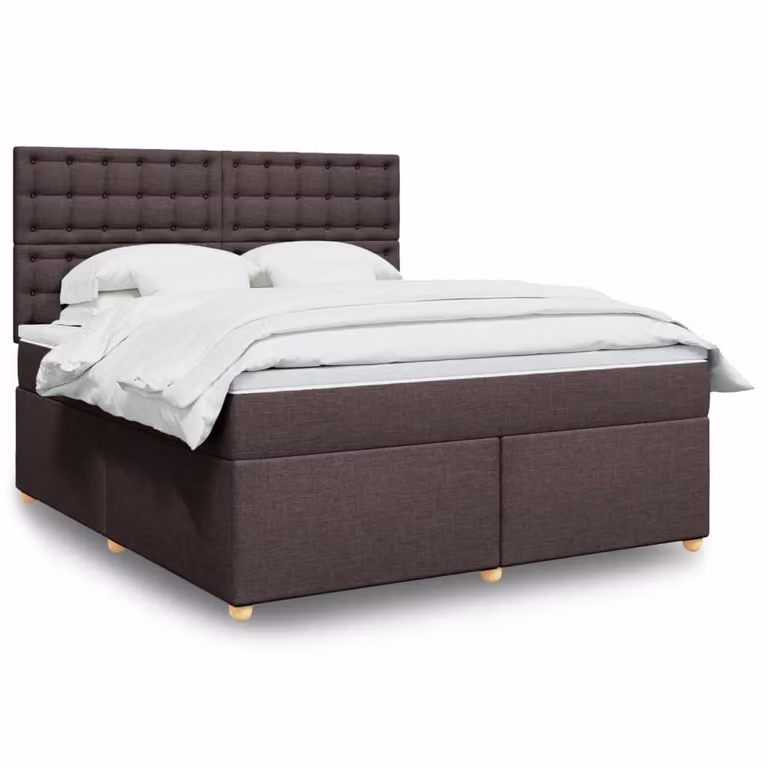 vidaXL Giroletto a Molle con Materasso Ibrido in Tessuto Marrone e Bianco L/P: 180 x 200 cm