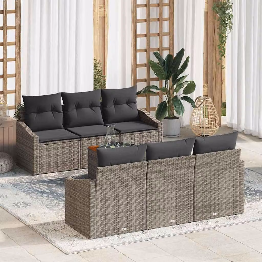 Maison Exclusive - Set Divano da Giardino 7 pcs Grigio polyrattan