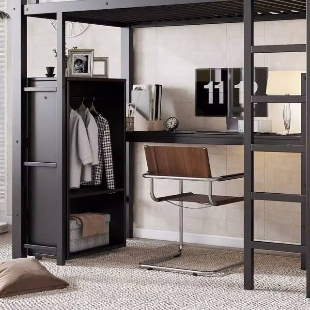 letto a castello metallo nero 90 x 200 cm