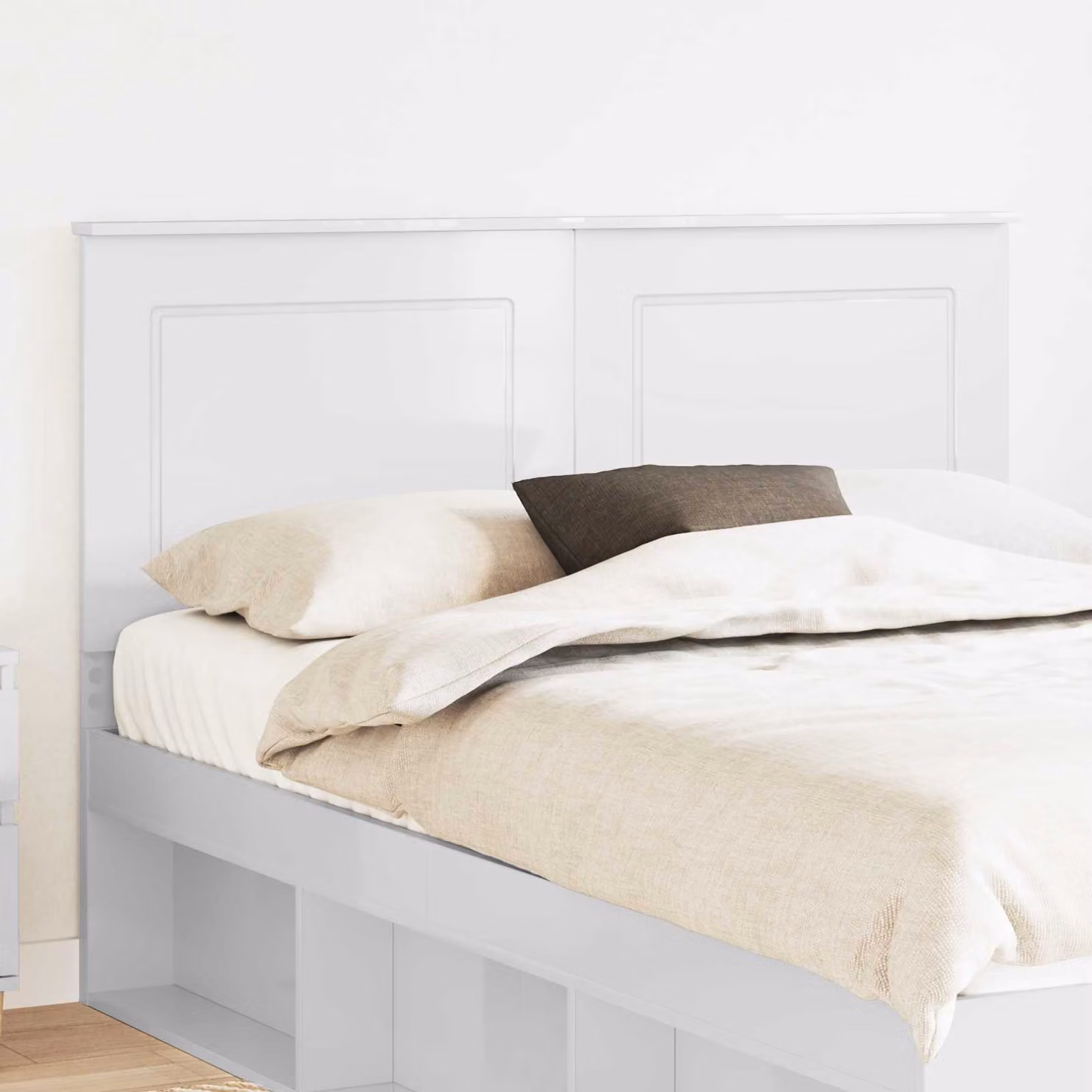 Testiera per letto vidaXL in legno ingegnerizzato bianco lucido, L: 100 cm, H: 153 cm