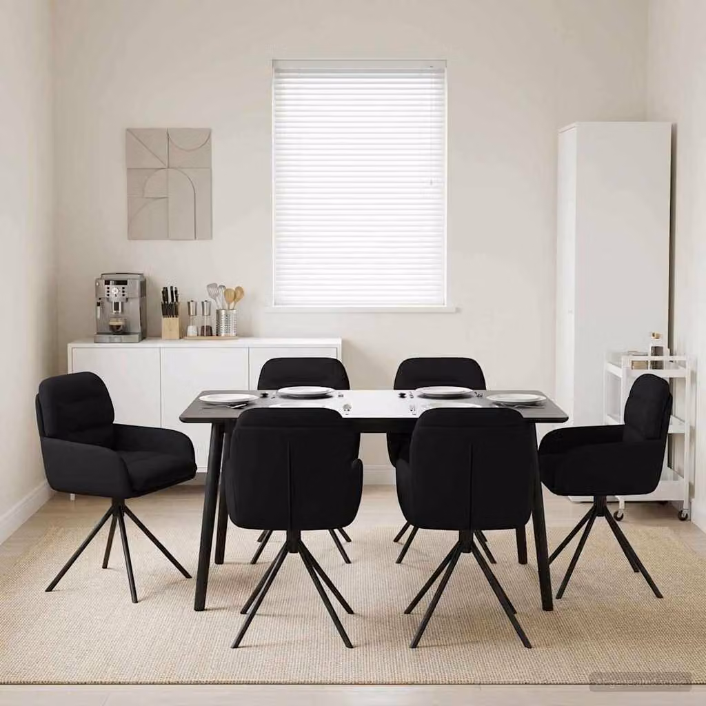 Set di 6 sedie da pranzo girevoli vidaXL in similpelle nera, L 59 cm x P 59,5 cm x H 90 cm