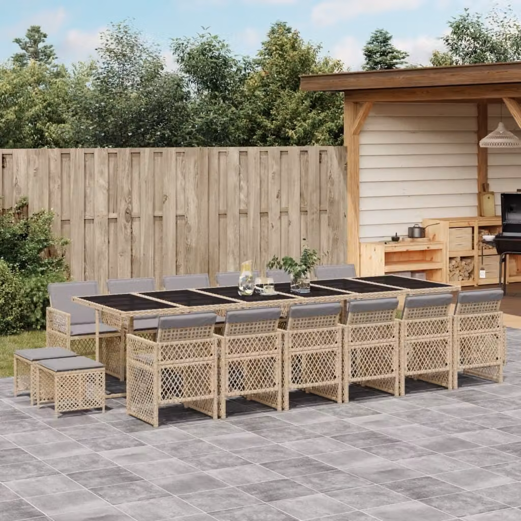Maison Exclusive - Set da Pranzo da Giardino 17 pz con Cuscini Beige in Polyrattan