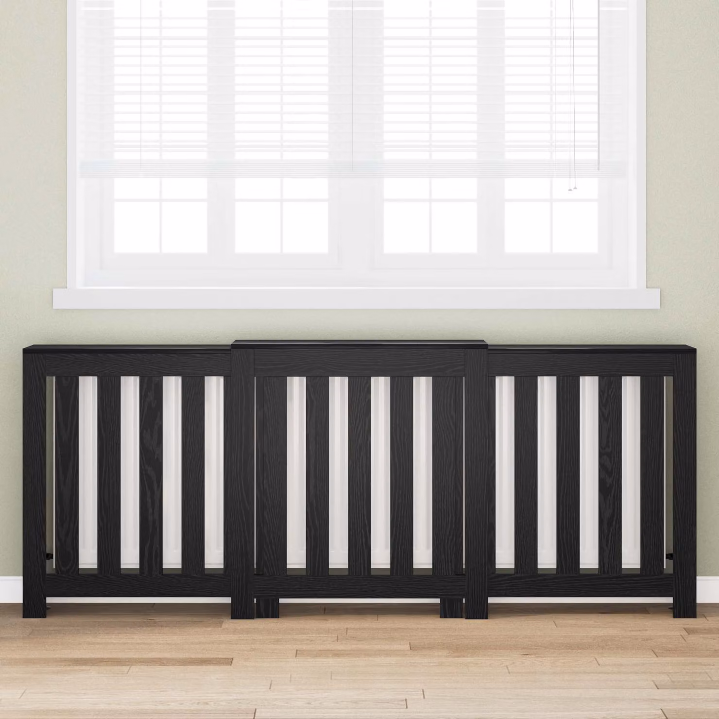 Copertura per radiatori vidaXL in legno Rovere Nero L: 205 cm, P: 21,5 cm, H: 83,5 cm