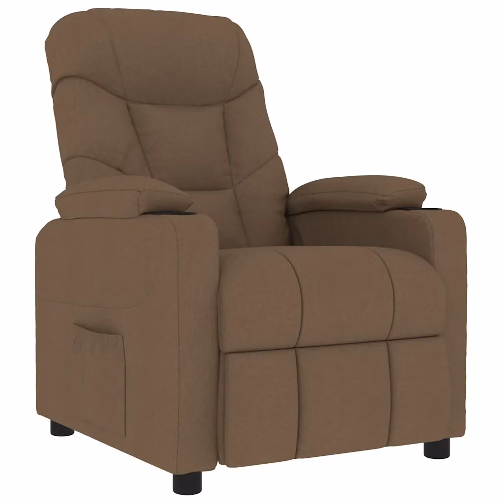 Poltrona relax reclinabile vidaXL in tessuto marrone con braccioli per soggiorno – 2