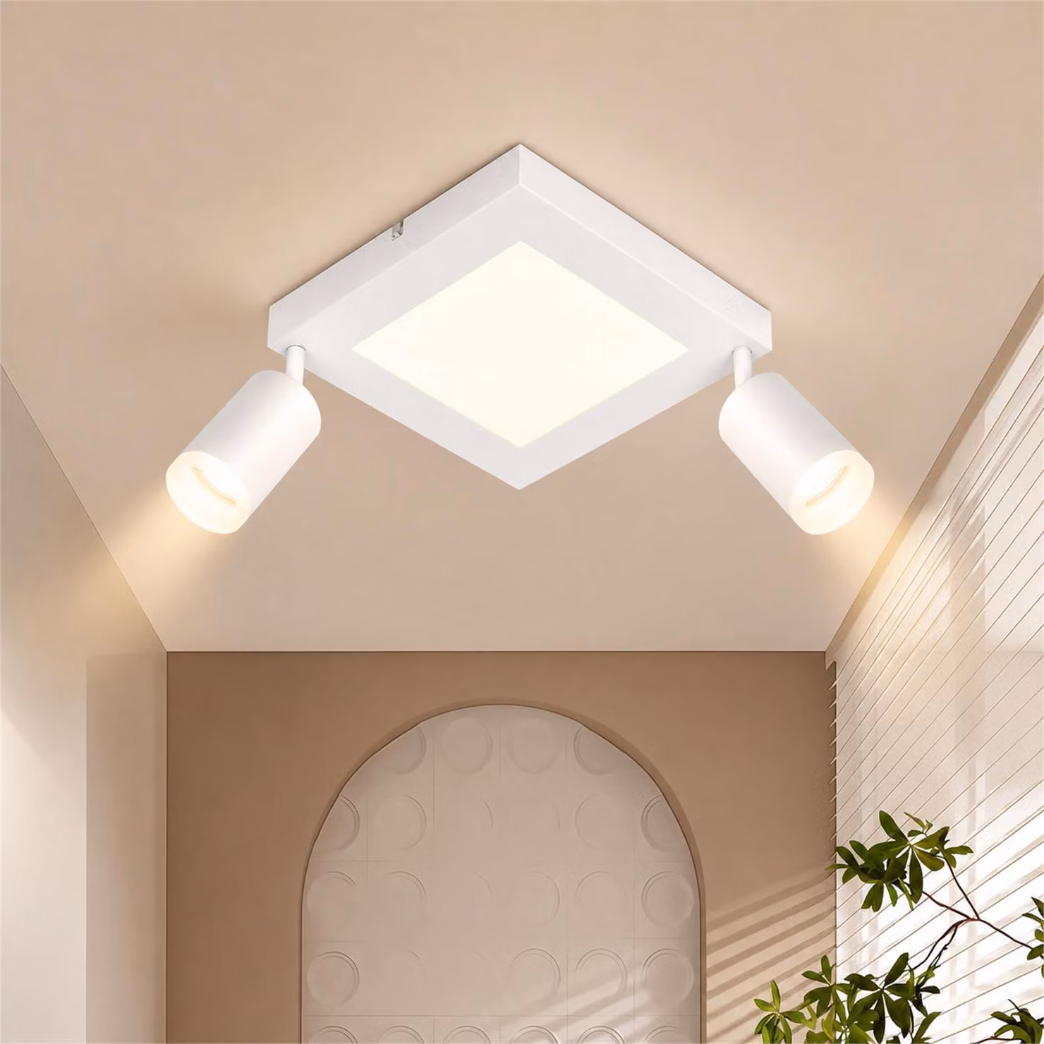 ZMH plafoniera Faretto da soffitto a led GU10 2 fiamme - lampada da soffitto bianco 3000k bianco caldo 20W lampada da camera da letto orientabile 350° faretto da soffitto