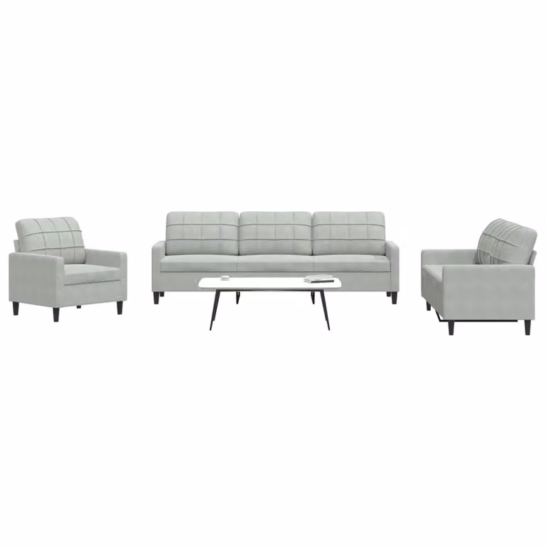 Set di divani vidaXL 4 pezzi in velluto grigio con pouf e cuscini per soggiorno