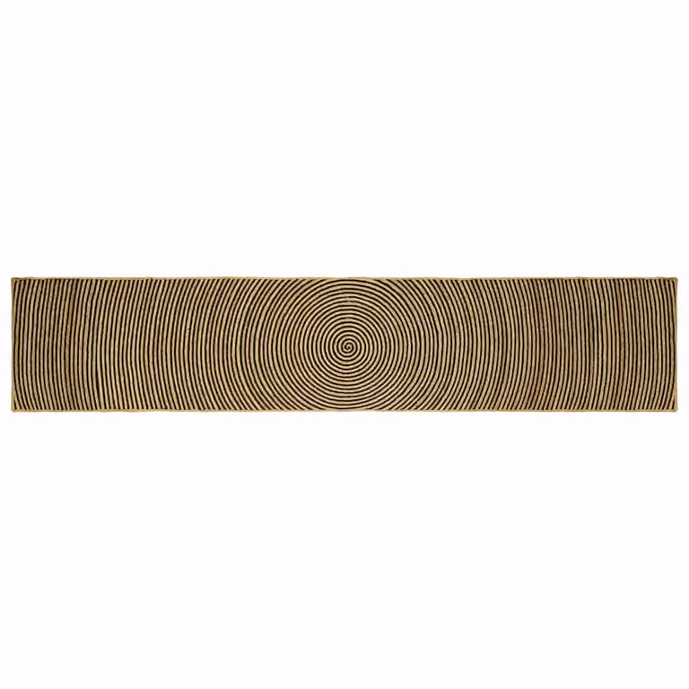 Tappeto da area moderno in juta vidaXL, lavabile, L: 60 cm x P: 400 cm, nero e beige