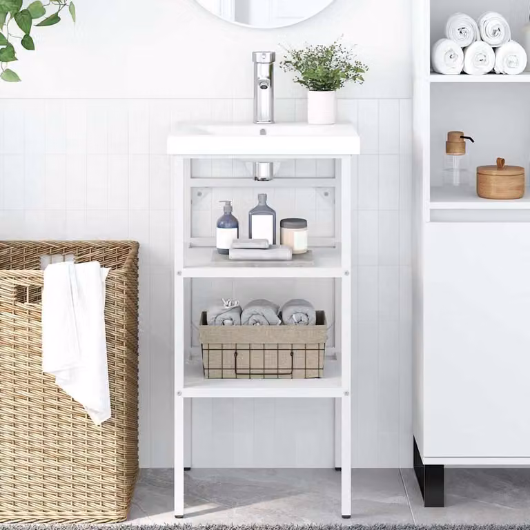 Struttura per lavabo da bagno vidaXL in metallo laccato bianco L: 40 cm, P: 38 cm, H: 83 cm