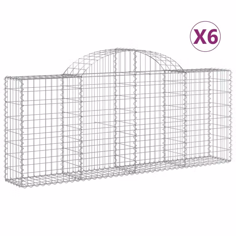Cesti Gabbioni ad Arco 6 pz 200x30x80/100 cm Ferro Zincato
