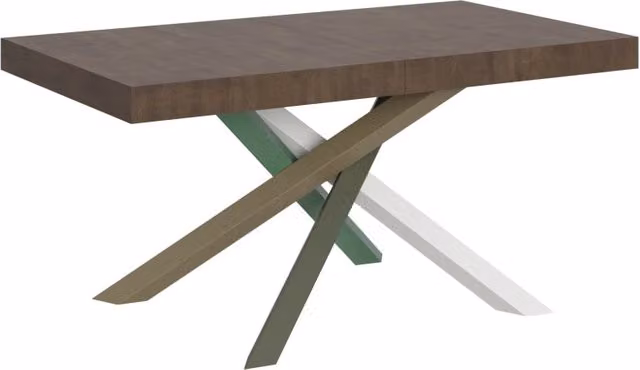Tavolo allungabile moderno Itamoby marrone con piano in laminato e struttura a X L: 90 cm, P: 160-264 cm