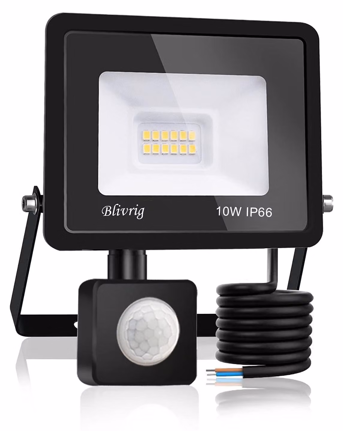Faretto LED da esterno da 10 W con sensore di movimento, luce bianco caldo, grado di protezione IP66