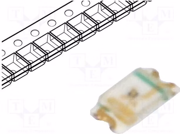 5 LED SMD giallo-verde, 2,2V, 1,6x0,8x0,36mm, 10÷25 mcd, 0603, 20mA, SML-E12M8WT86, LED