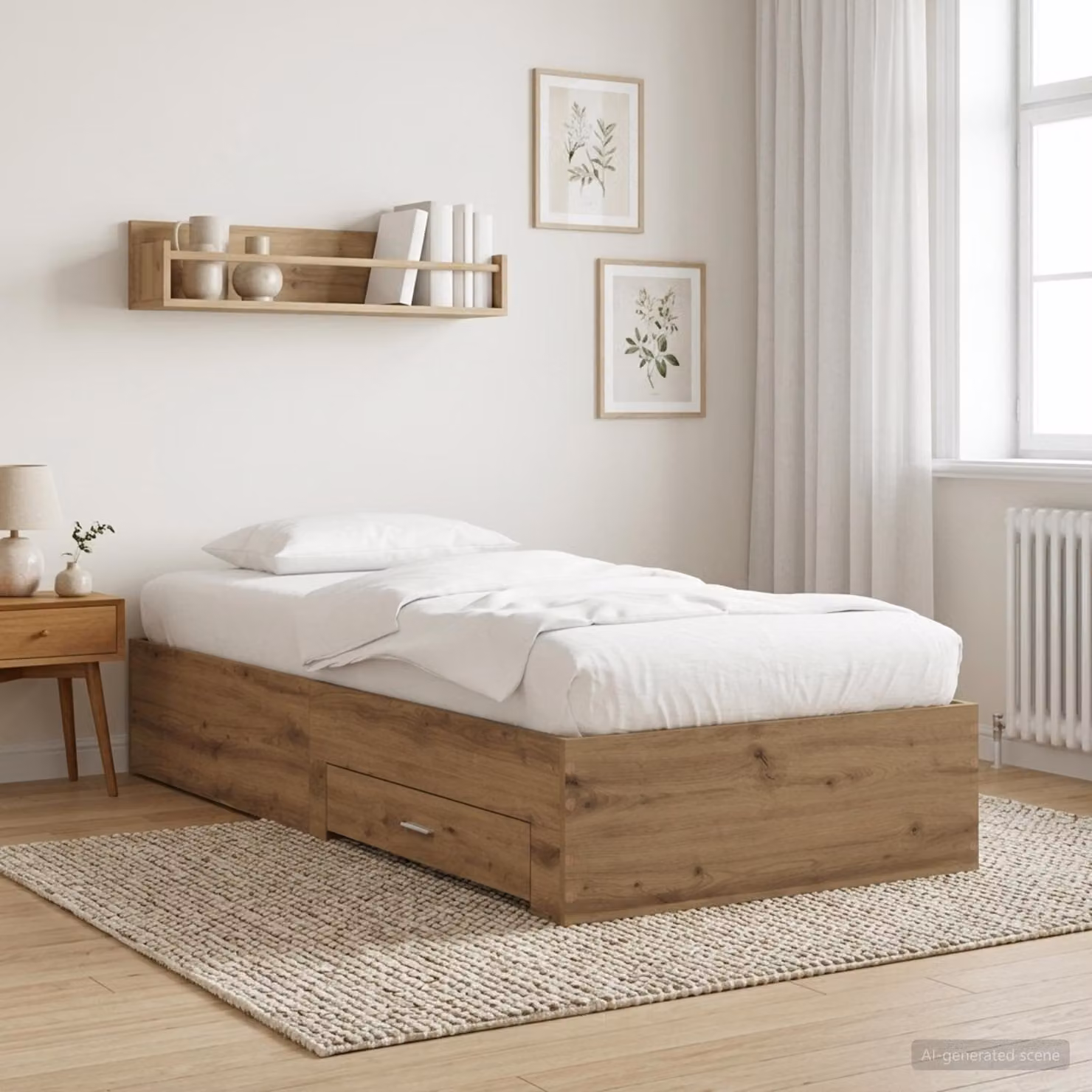 Struttura del letto con cassetti vidaXL in legno ingegnerizzato stile rustico colore rovere marrone