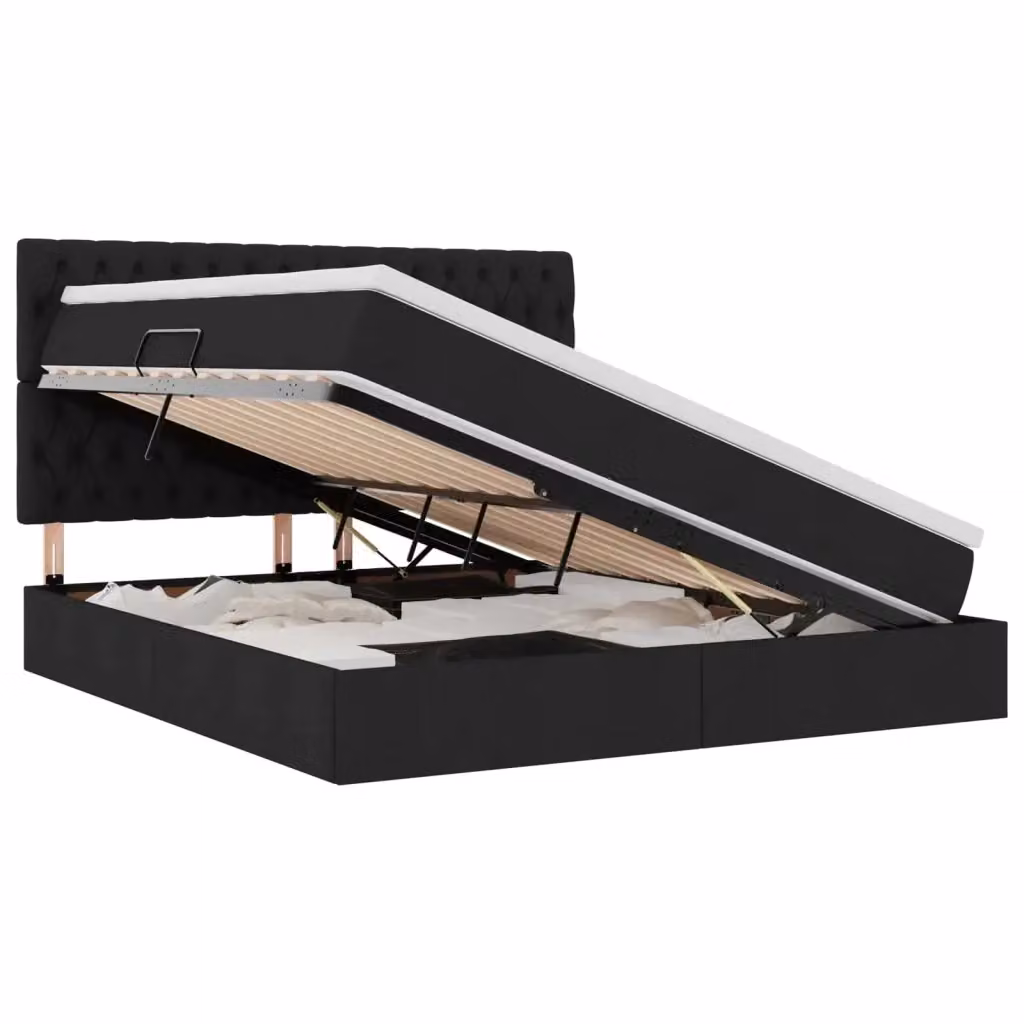 Letto con contenitore e illuminazione LED vidaXL Nero L: 160 cm, P: 200 cm, H: 128 cm – 2