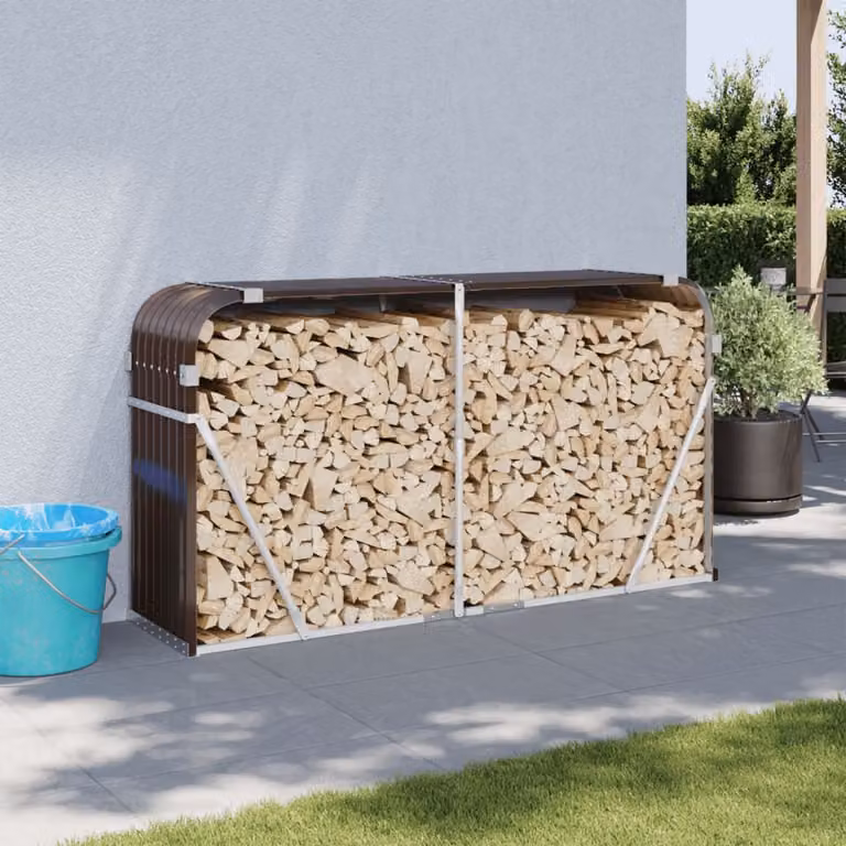 Portaceppi vidaXL Marrone in Acciaio Zincato L: 180 cm, P: 45 cm, H: 100 cm