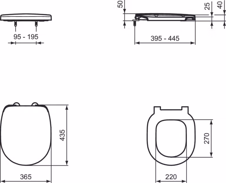 Siège de WC Ideal Standard Connect Freedom avec charnière à barre E8244, E824401, E824401