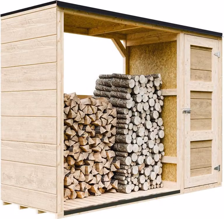 Legnaia da esterno - 75 x 217 x H159 cm - Casetta per attrezzi e legna 1,09 m² + 0.53 m² - TIMBELA M981
