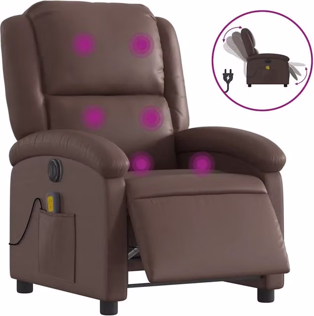 Poltrona Massaggiante | Sedia Relax Elettrica Marrone in Similpelle