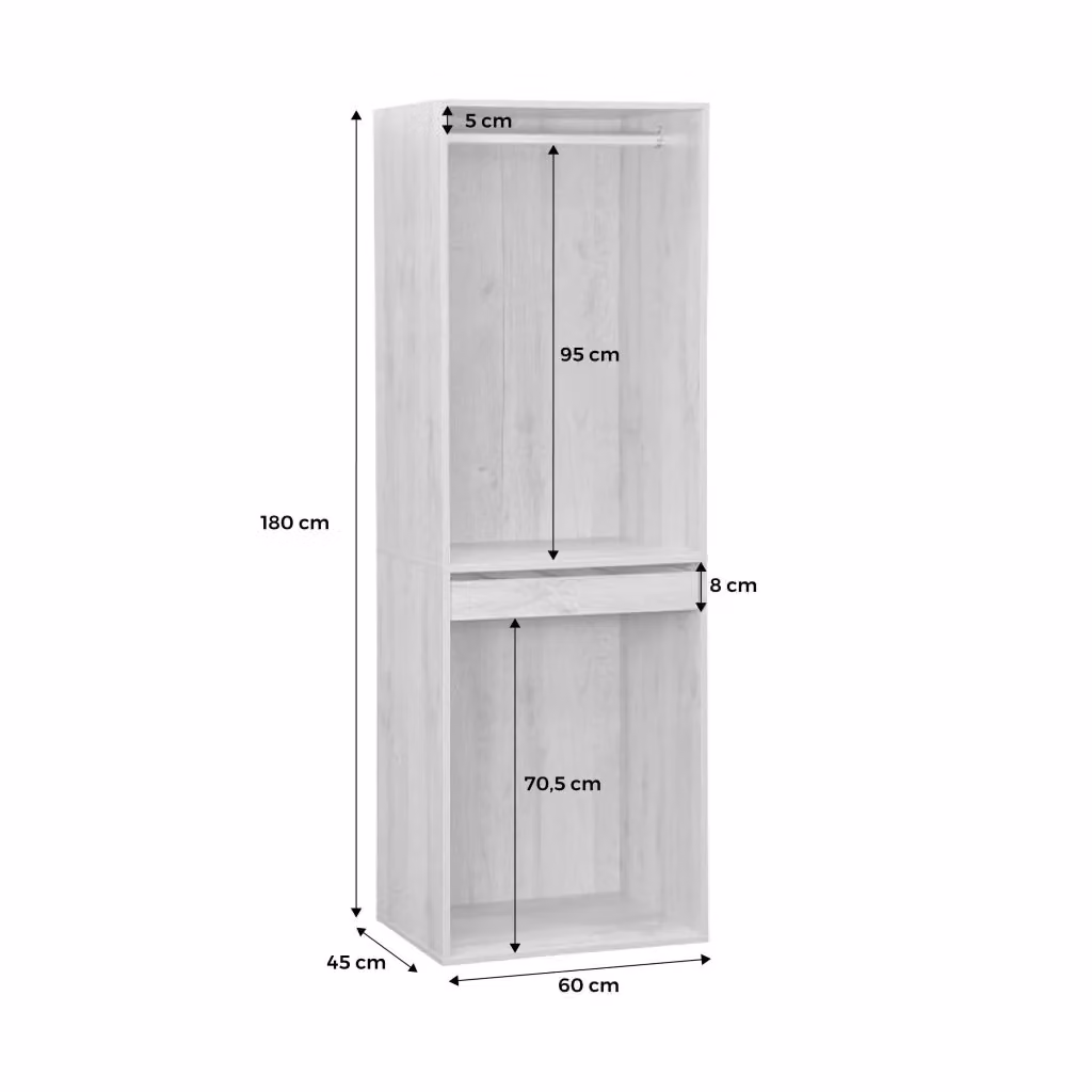 Modulo guardaroba moderno Sweeek con appendiabiti e portapantaloni, marrone – 2