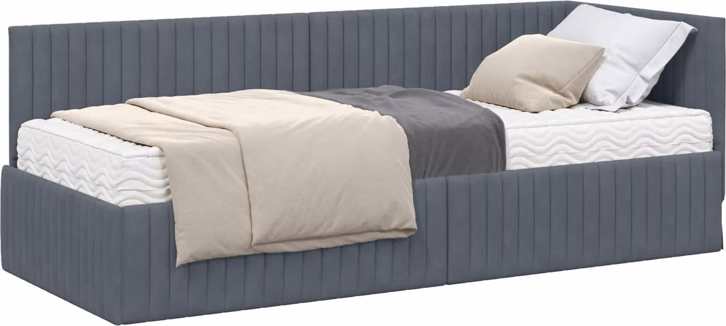 Struttura Letto Angolare con Materasso 2 pcs Grigio Velluto
