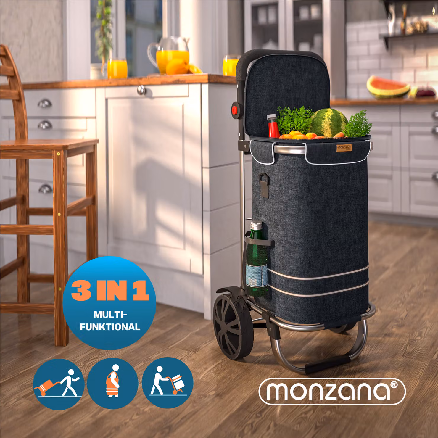 Carrello della spesa Monzana nero in alluminio da 56L L: 31 cm, P: 24 cm, H: 54 cm – 3