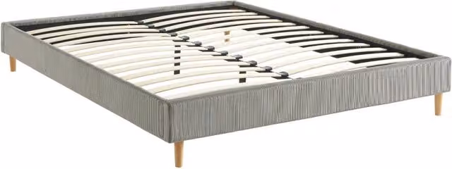Struttura letto Sweeek in velluto a coste con rete a doghe in legno e base in legno di eucalipto, L/P/H: 160 x 200 cm