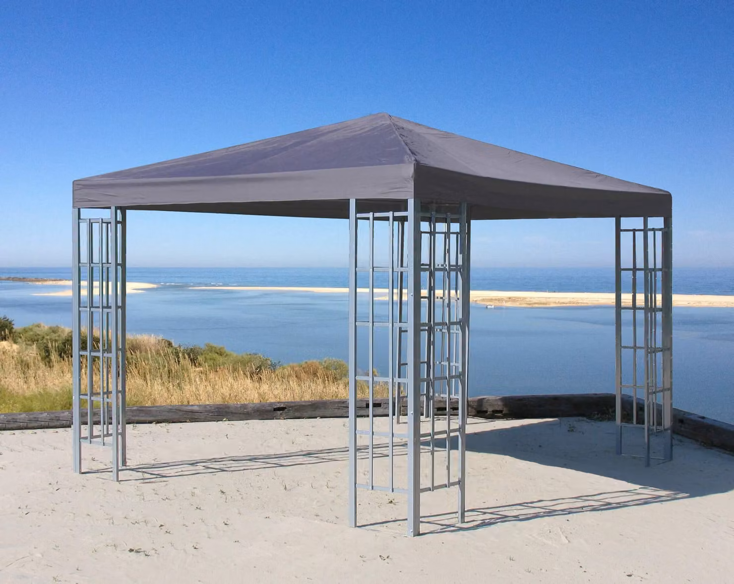 Gazebo 3x3 metri, colore antracite - Tetto in poliestere resistente all'acqua - Ideale per giardino ed eventi
