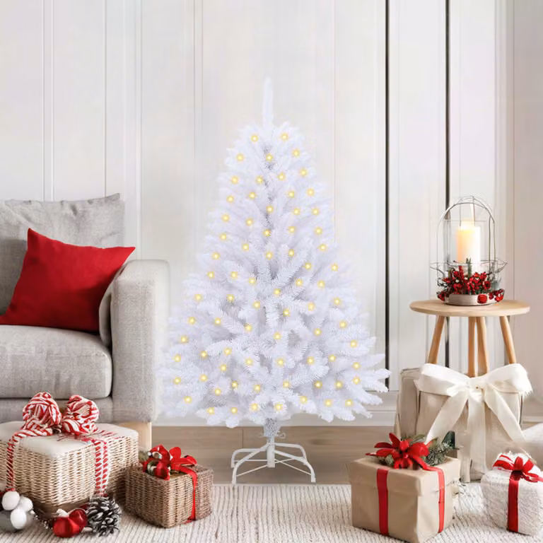 Albero di Natale artificiale moderno vidaXL con 150 LED bianco in PVC e metallo