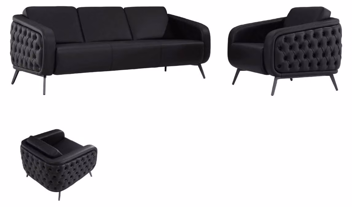 Sofa 3 Sitzer Sofagarnitur Sofa 2x Sessel Elegante Design Möbel Couchen