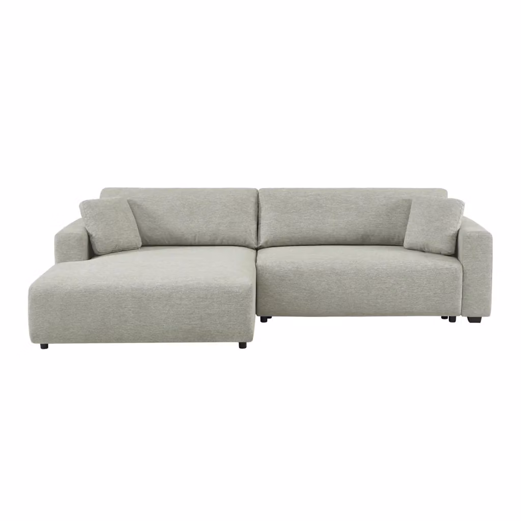 Divano angolare sinistro SWEEEK in tessuto grigio con contenitore e funzione letto per 3 persone – 2