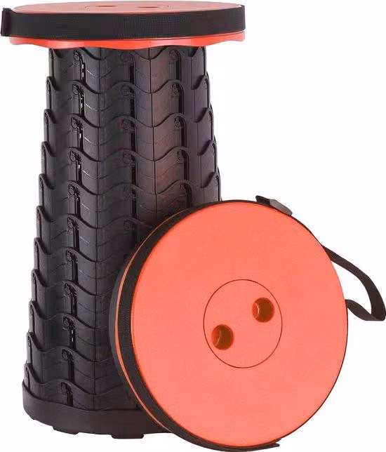 Unyqoos® Sedia pieghevole portatile, 2ª generazione, telescopica, in plastica (nylon), capacità di carico di circa 100 kg/400 lb, compatta, con tracolla, colore rosso