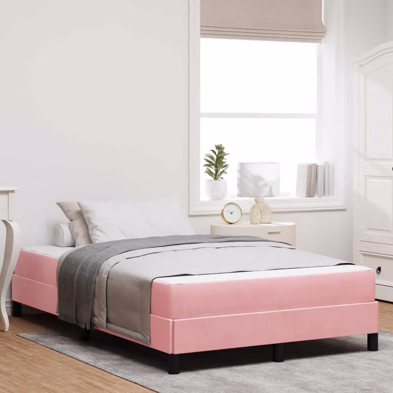 Letto a molle con materasso vidaXL in tessuto rosa L 120 x P 200 cm