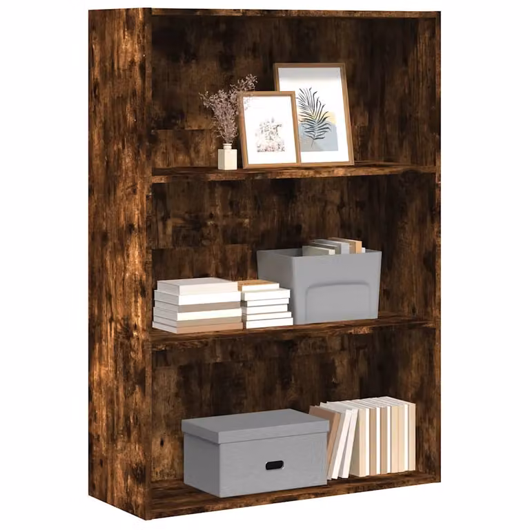 Libreria moderna vidaXL in legno marrone opaco con pannello posteriore, L 80 cm x P 30 cm x H 114 cm