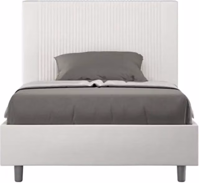 Letto matrimoniale francese con contenitore imbottito Ityhome Goya in similpelle bianco L/P/H: 155 x 230 x 122 cm – 1