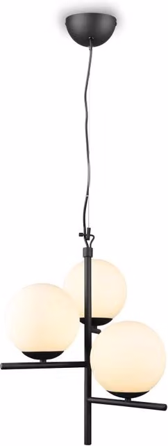 Lampada a sospensione Trio Lighting Pure in metallo e vetro, nero e bianco, D 40 cm