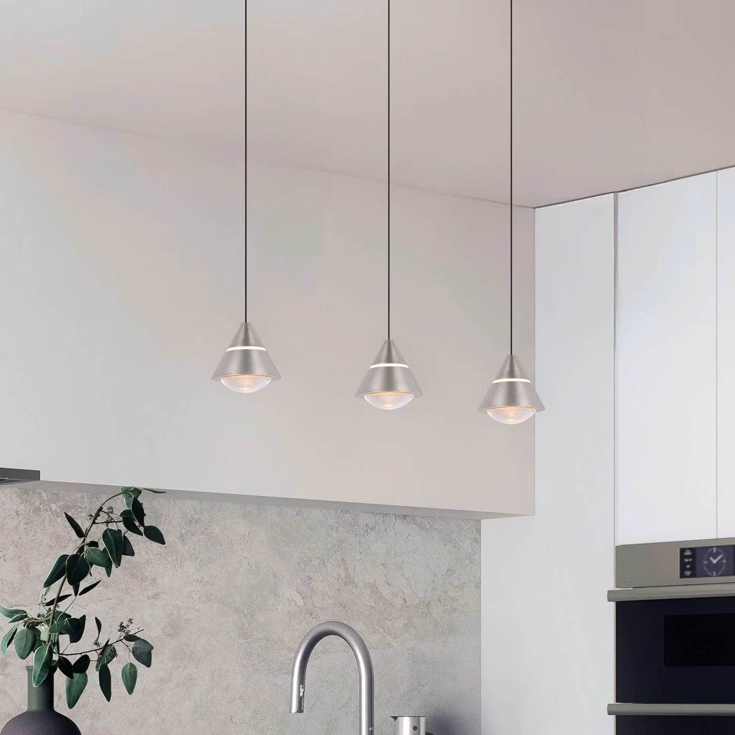 Trio Lighting Lampada LED a sospensione Romeo Lunghezza 55 cm Metallo color, Alluminio / Grigio / Zincato, Soggiorno / Sala da pranzo, Metallo, Moderno