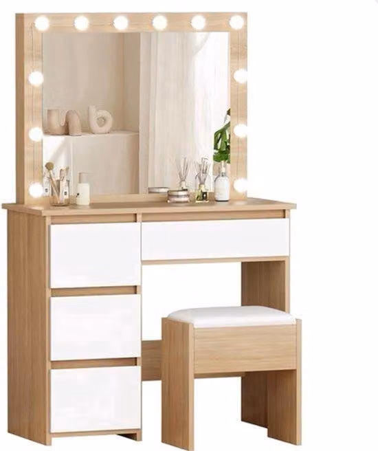 Comò da trucco con 4 cassetti e 12 luci a LED