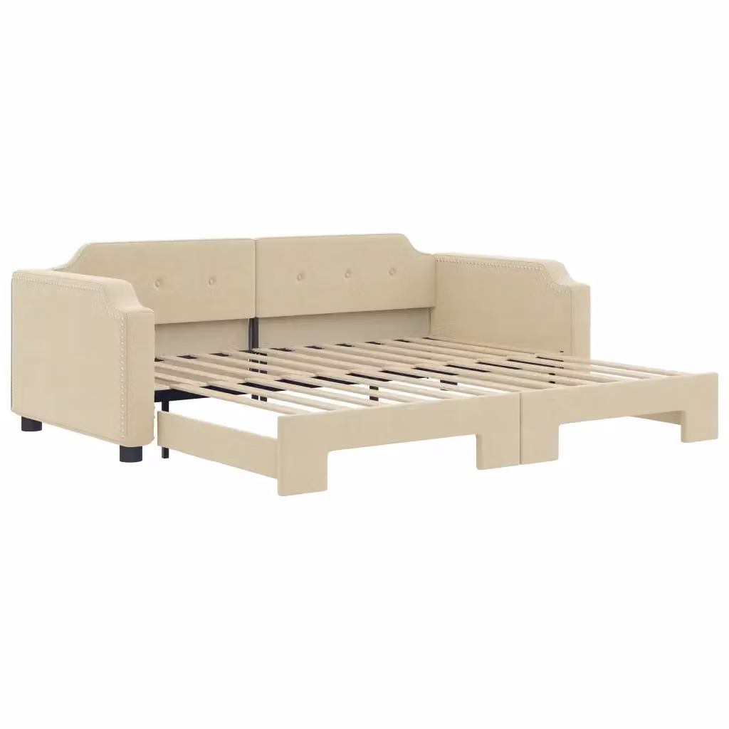 Divano Letto con Letto Estraibile vidaXL Beige in Tessuto con Struttura in Legno e Metallo L: 223 cm, P: 110 cm, H: 66,5 cm – 2