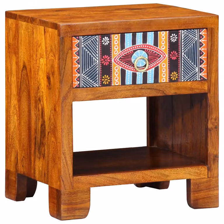 Credenza moderna vidaXL in legno massello di acacia multicolore L 40 cm, P 35 cm, H 45 cm