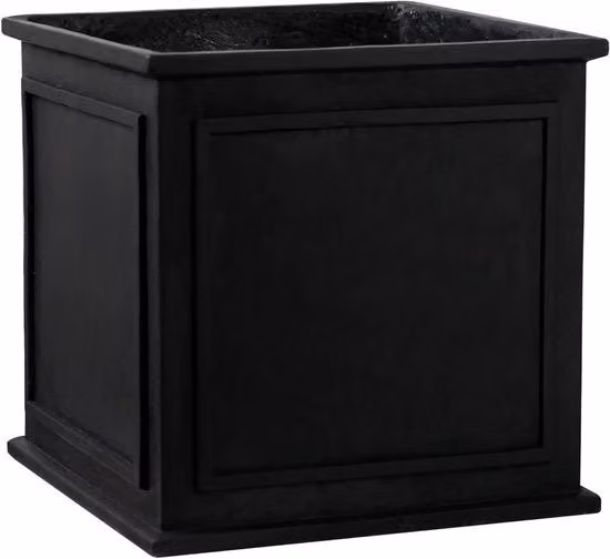Piantagione grande in pietra fibrosa con contenitore quadrato tradizionale terra fibrosa nera 40 x 40 cm - Adatto per esterno e interno