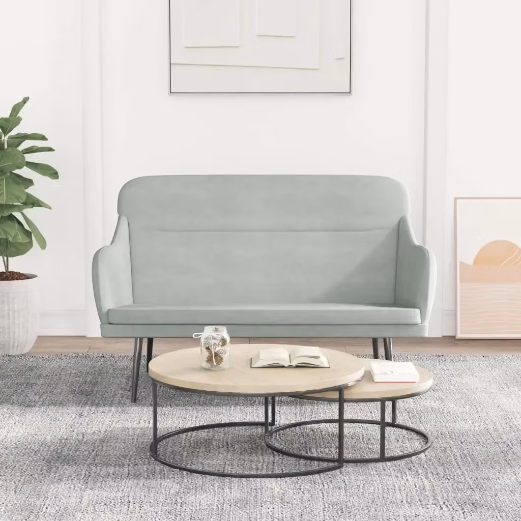 Panca in velluto grigio chiaro con braccioli DESIGN IN L: 110 cm, P: 76 cm, H: 80 cm – 2