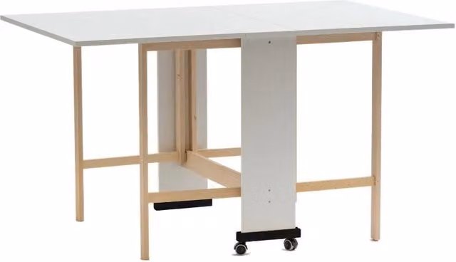 Tavolo Pieghevole Rettangolare Veriaffari Bianco con Finitura Rovere e Ruote L: 116 cm, P: 90 cm, H: 78 cm