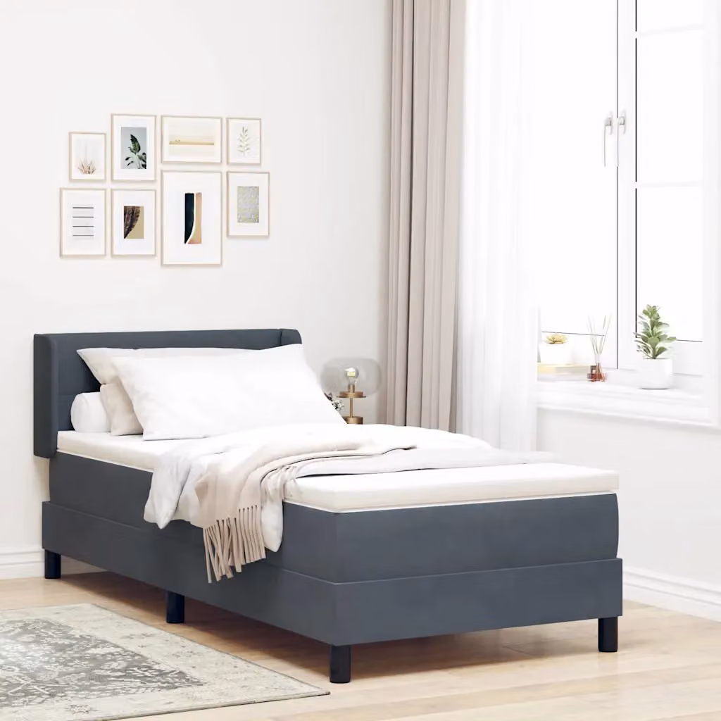 Letto ibrido con materasso e testiera vidaXL in velluto grigio L/P: 90 x 200 cm – 1