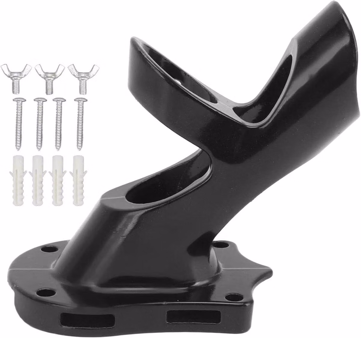 Supporto a parete e a soffitto per pali di bandiera, regolabile a 45°, realizzato in lega di alluminio, colore nero. Staffa di montaggio universale per bandiere